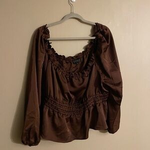 ELOQUII Women Plus Size Sateen Long Sleeve Top Size 24